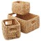 Casafield Set of 3 Water Hyacinth Storage Baskets for Shelves - Woven Organizers with Handles for Bathroom, Laundry, Pantry, Office